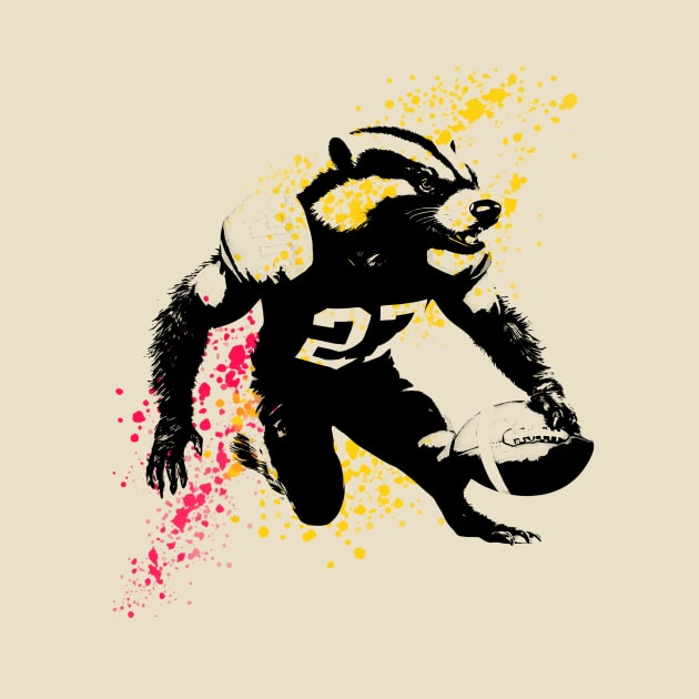 Honey Badger American Football Player Painting by DesignArchitect