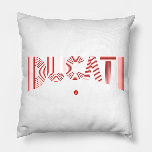 Ducati lettering red lines Pillow by LNA