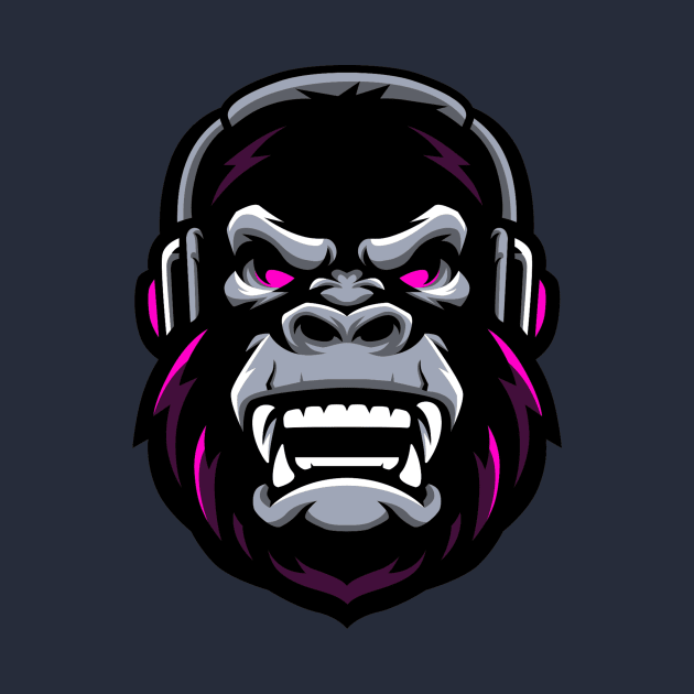 Music listening gorilla by Wavey's