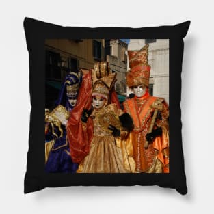 Carnival Goers in Costume, Venice Pillow