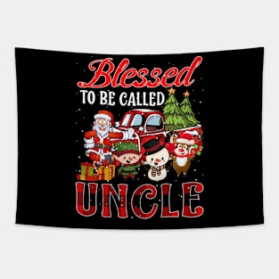 Blessed To Be Called Uncle Christmas Buffalo Plaid Truck Tapestry