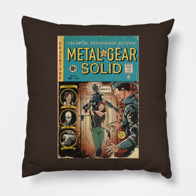 Metal Gear Solid fan art comic cover Pillow by MarkScicluna