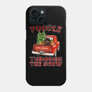 Christmas Poodle Through The Snow Dog Santa Truck Tree Phone Case