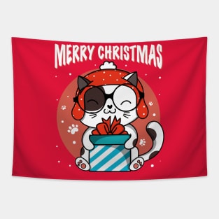 Merry Christmas Cat Gift Tapestry