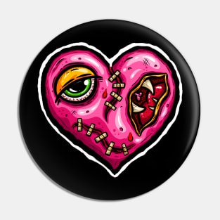 Zombie Heart Stitched Plaster Pink Valentines Day Pin