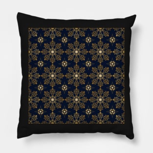 Gold Snowflake Decoration on Navy Pillow