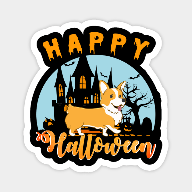 Happy Halloween Corgi Lover Gift Magnet by Creative Design