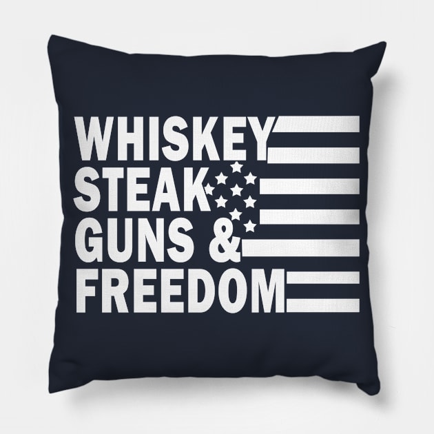 Whiskey Steak Guns and Freedom Pillow by valentinahramov