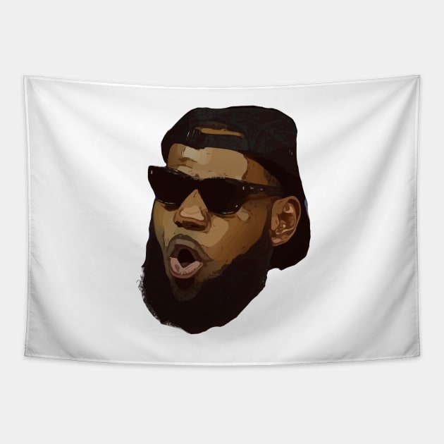 Lebron James Funny Face Tapestry by Playful Creatives