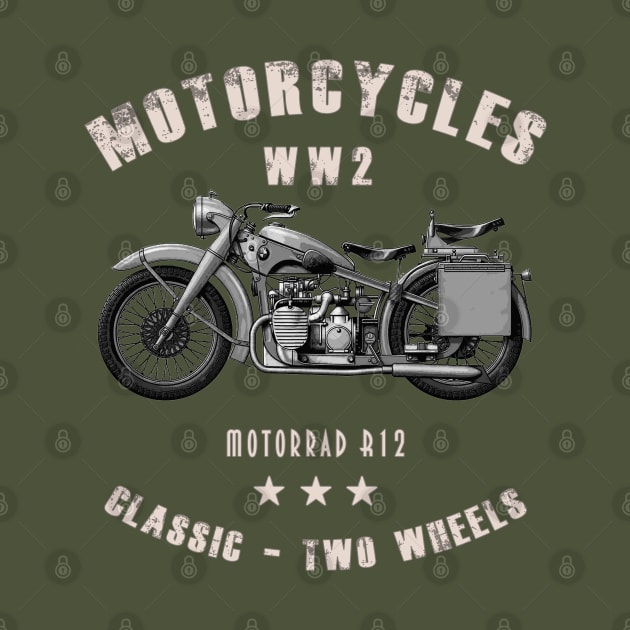 Motorrad R12 Retro Vintage Motorcycle WW2 by Jose Luiz Filho