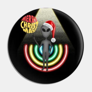 Alien in Santa Cap on Christmas | UFO Sighting | Merry Christmas Pin
