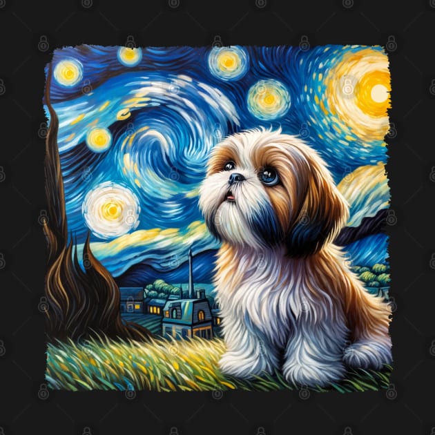 Starry Shih Tzu Portrait - Dog Portrait by starry_night