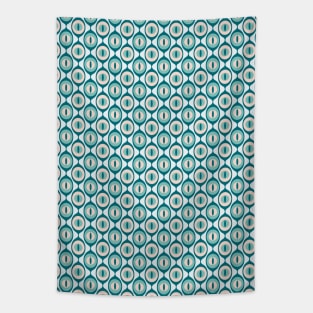 Retro Geo Pattern Teal, Peach Tapestry