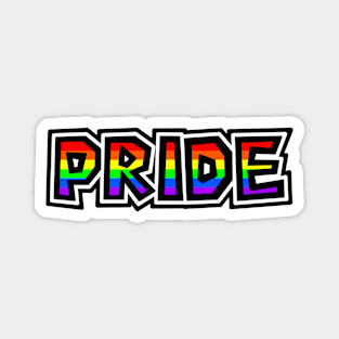 Pride Text - Gay Pride in Flag Colours - LGBTQ+ Rainbow - Pride Magnet