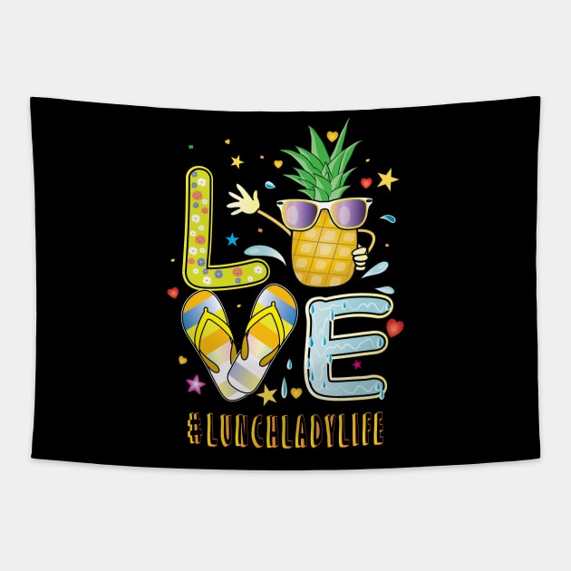 Love lunchlady Life Pineapple Sunglasses Flip Flop Tapestry by ArticArtac