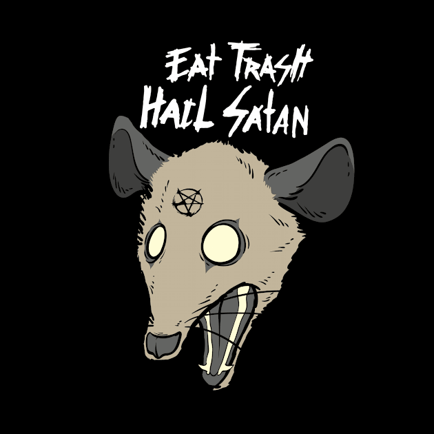 Eat Trash Hail Satan Funny Occult Possum Satanic Pentagram by TellingTales