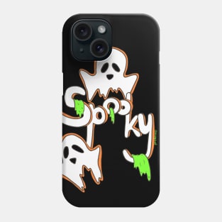 Spooky Orange Ghosts on black background Phone Case