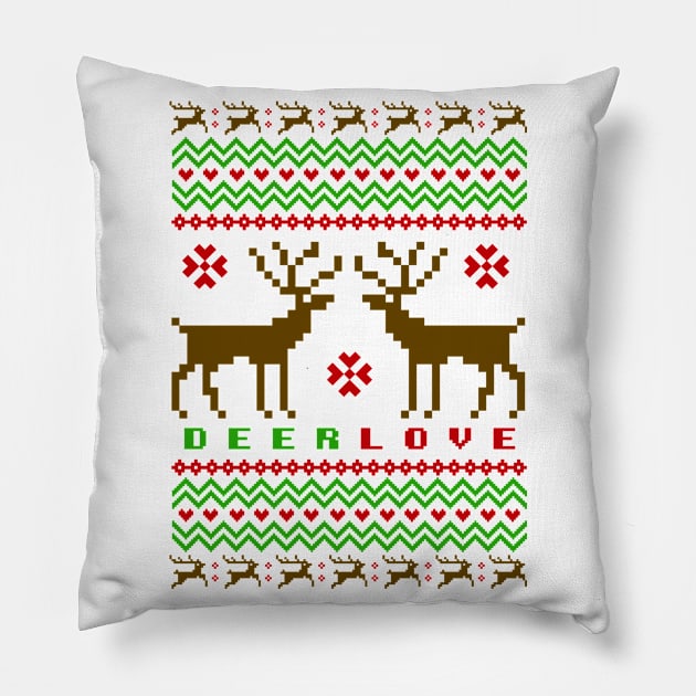 Ugly Sweater Deer - Funny Christmas Pillow by igzine