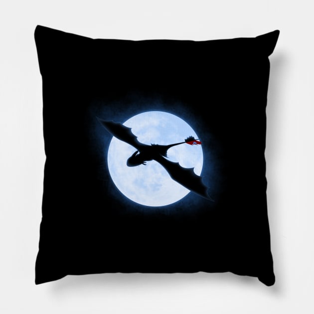 Full Moon Dragon Pillow by MauroPeroni