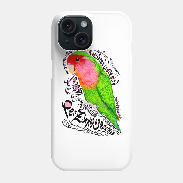 Rosy-faced lovebird; Rooiwangparkiet Phone Case by michdevilish