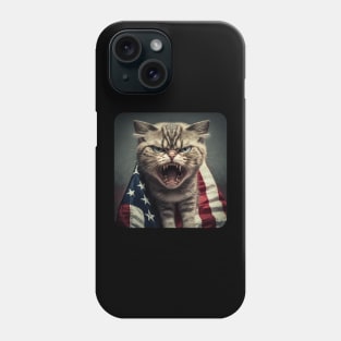 American flag angry cat Phone Case