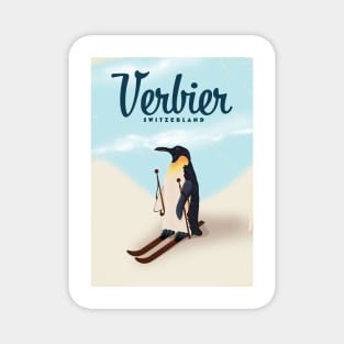 Verbier Switzerland Penguin Ski Magnet