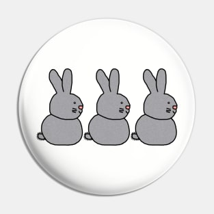 Three Silver Bunny Rabbits for Easter Pin