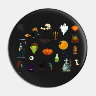 Halloween Stickers of Traditional Characters and Elements Pin