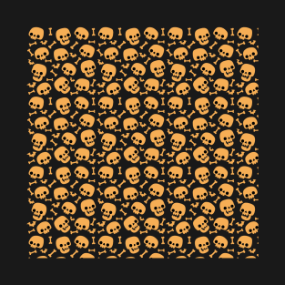 Skulls, bats, and bones, oh my! Halloween fun orange pattern T-Shirt