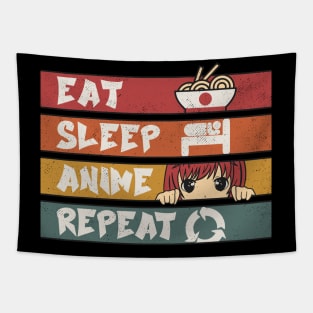 Eat Sleep Anime Repeat Tapestry