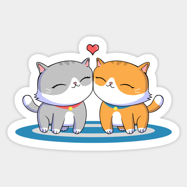 Cats In Love Cats Sticker Teepublic