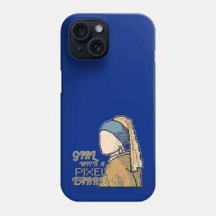 Girl with a Pixel Earring - Vermeer's Classic Painting in Digital Pixels Phone Case