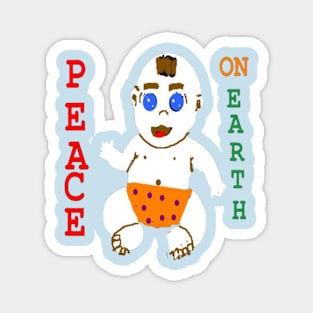 Baby Peace on Earth on Blue Background Magnet