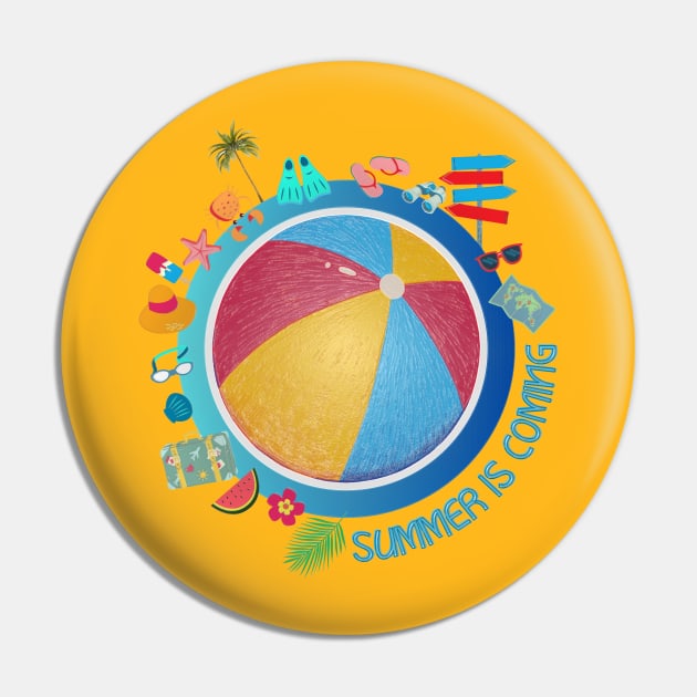 Summer is Coming Sunny Vacation Beach Traveling Water Sport Pin by HelenGie