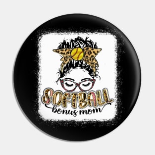 Softball Bonus Mom Leopard Pin