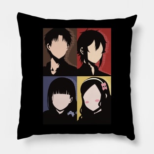 Tomo-chan Is a Girl or Tomo-chan wa Onnanoko Anime Charactcers in Minimalist Vintage Merch Design Pillow