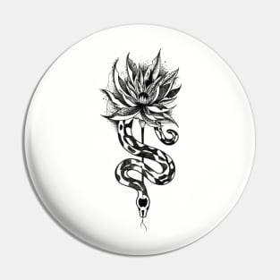 Snake and flower (Black version) Pin