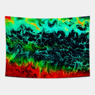 Tsunami pouring acrylic paint Tapestry