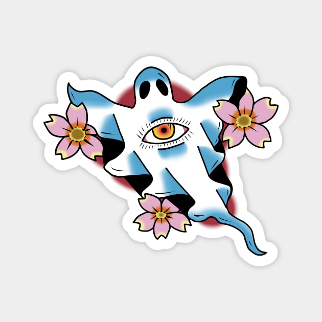 Ghost and Cherry Blossoms Magnet by BasedGoat