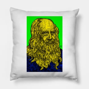 LEONARDO DA VINCI ink and acrylic portrait .3 Pillow