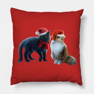 Two Cats in Santa Hats Pillow