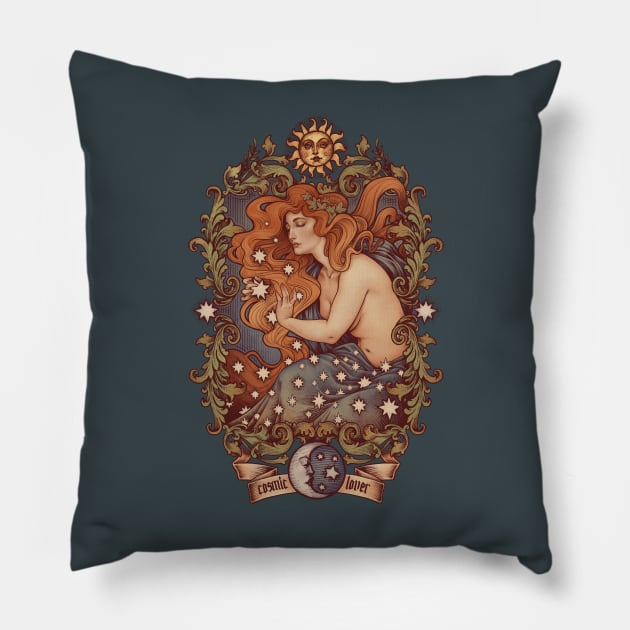 COSMIC LOVER color version Pillow by Medusa Dollmaker