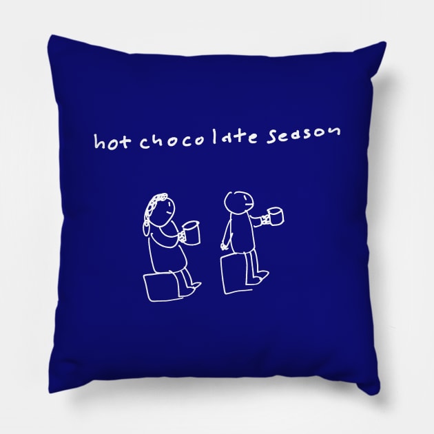 Hot Chocolate Season White Pillow by 6630 Productions