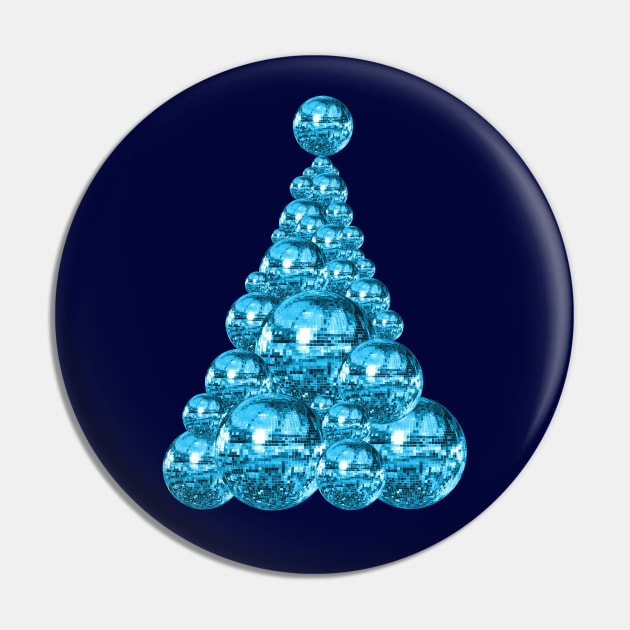 Boogie Blue Disco Ball Christmas Tree Pin by Art by Deborah Camp