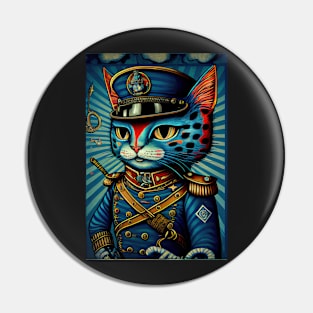 Blue Cat Soldier in Uniform Pin