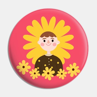 Sunflower Cute Girl Pin