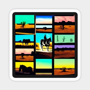 Cowboy Western Cactus Arizona Horses West Southwestern Pop Art Gift Magnet