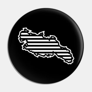 Lasqueti Island Silhouette in Black and White Stripes - Simple Line Pattern - Lasqueti Island Pin