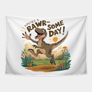 Joyful Dino Delight - Celebrate a RAWR-some Day! Tapestry