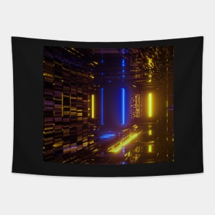 Digital Design - Yellow Blue Abstract Tapestry